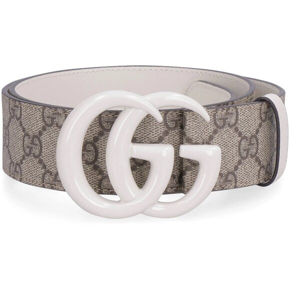 NEW Gucci Beige/White GG Supreme Canvas GG Marmont Buckle Belt 90 CM 36 IN main image 5